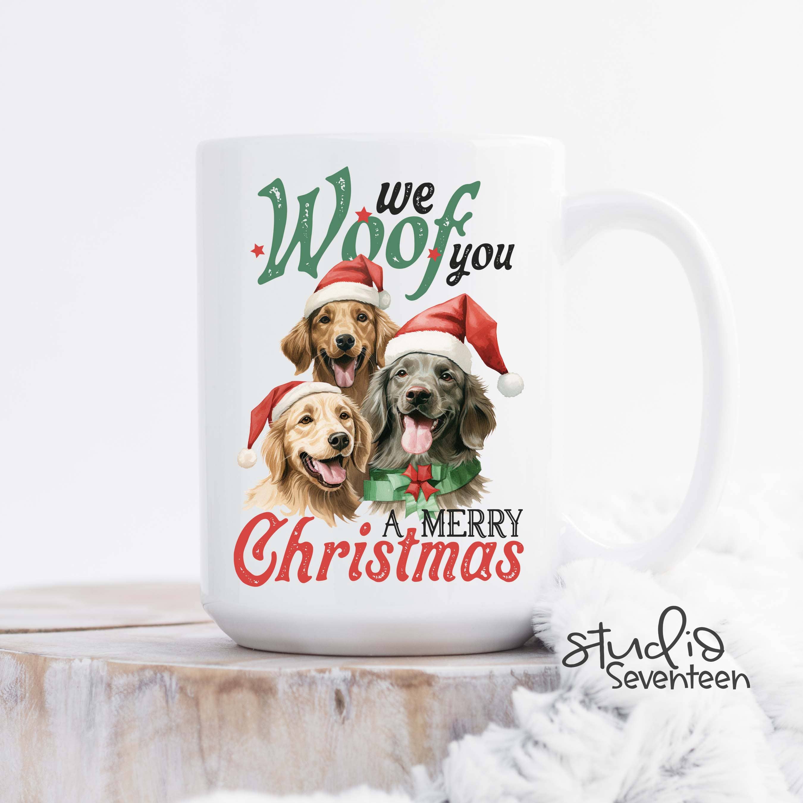 Studio Seventeen - Vintage Golden Retrievers wearing Santa Hats Christmas Mug