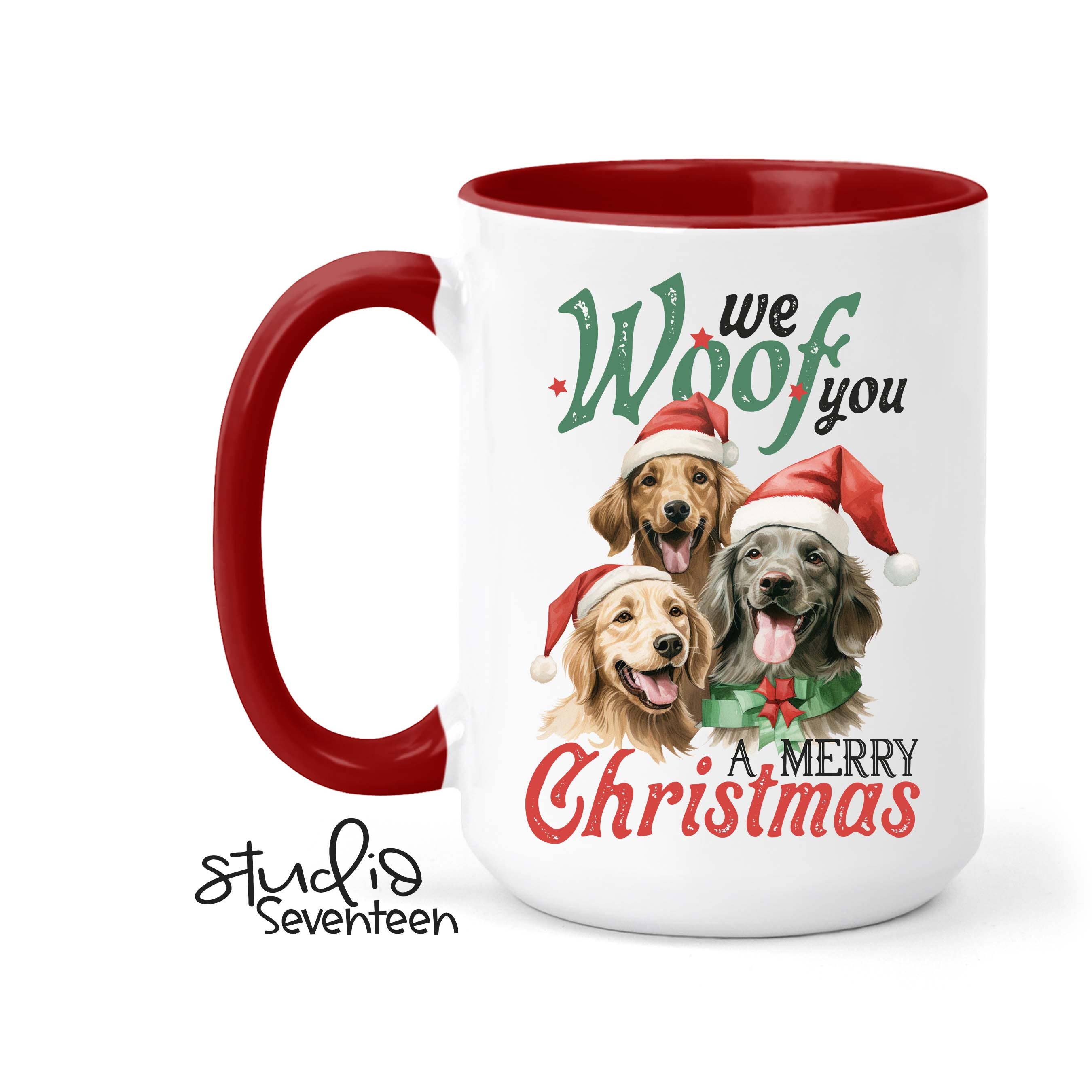 Studio Seventeen - Vintage Golden Retrievers wearing Santa Hats Christmas Mug