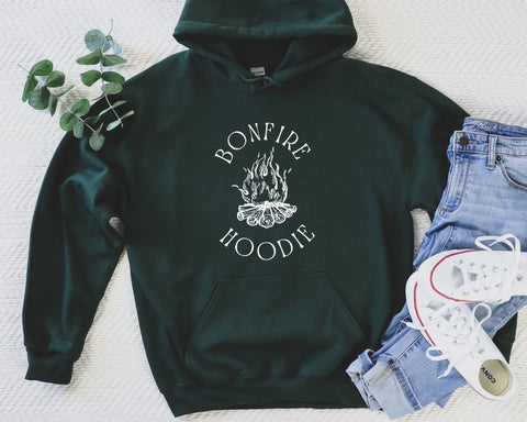 Daisy and Pinecone Collection - Bonfire Hoodie (Forest Green) - 1