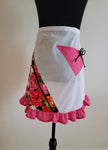Seams Familiar! 1/2 apron white pink tulips - S - 1
