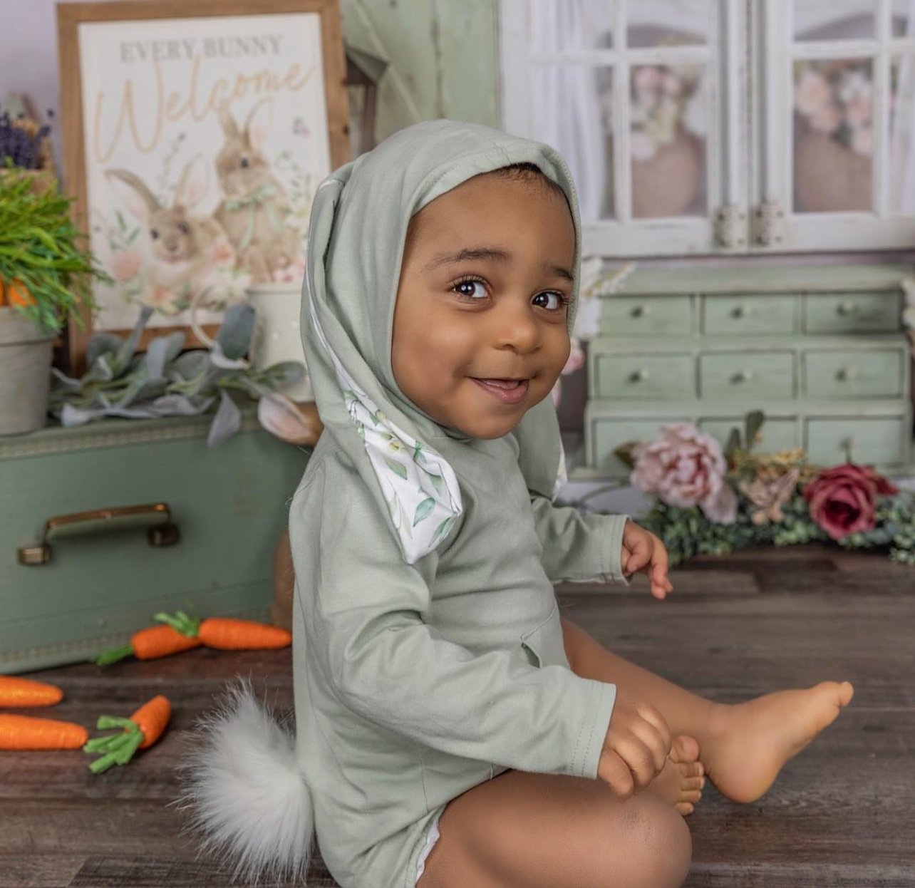 Little Oak Tree - Bunny Romper Green