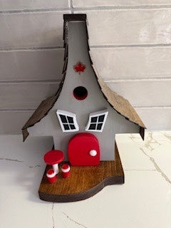 Twisted Feathers - Birdhouse - Grey and Red
