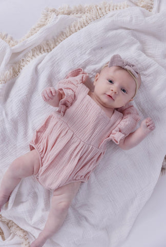 Little Oak Tree - Pink Muslin Romper