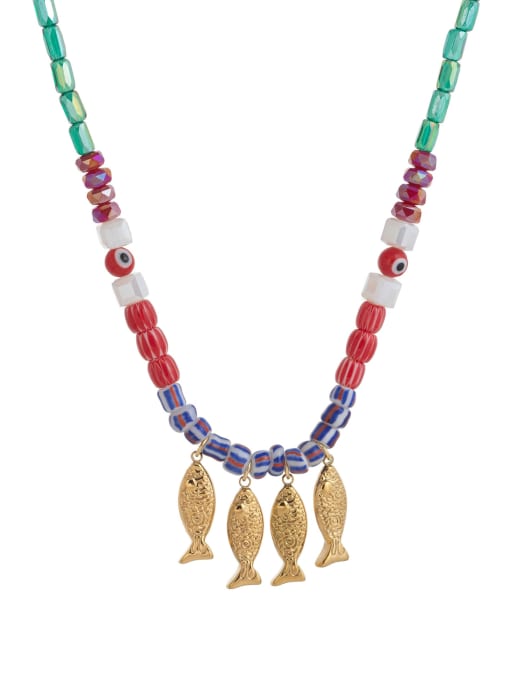 Moon Jewellery - Necklaces - Beaded and Brass Pendant