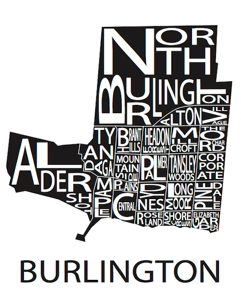All Over the Map Studios - Maps of Burlington (Various Sizes and Colours) - 5