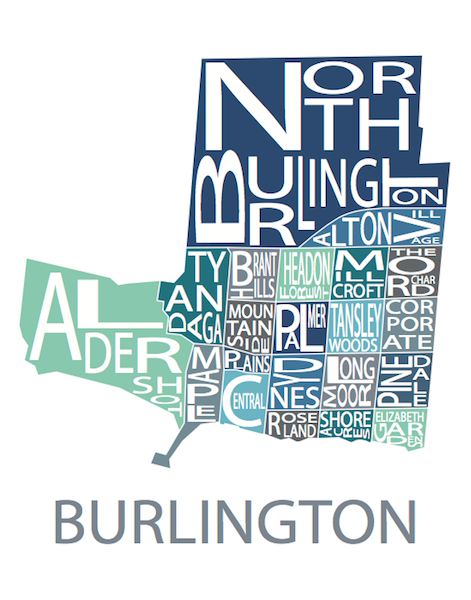 All Over the Map Studios - Maps of Burlington (Various Sizes and Colours) - 3