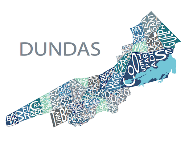 All Over the Map Studios - Map of Dundas (Various Sizes and Colours) - 2