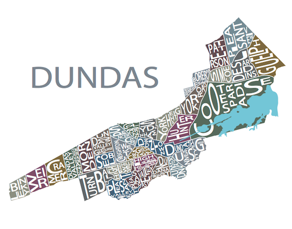 All Over the Map Studios - Map of Dundas (Various Sizes and Colours) - 4