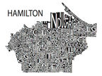 All Over The Map Studios - Map of Hamilton (Various Colours) - 2