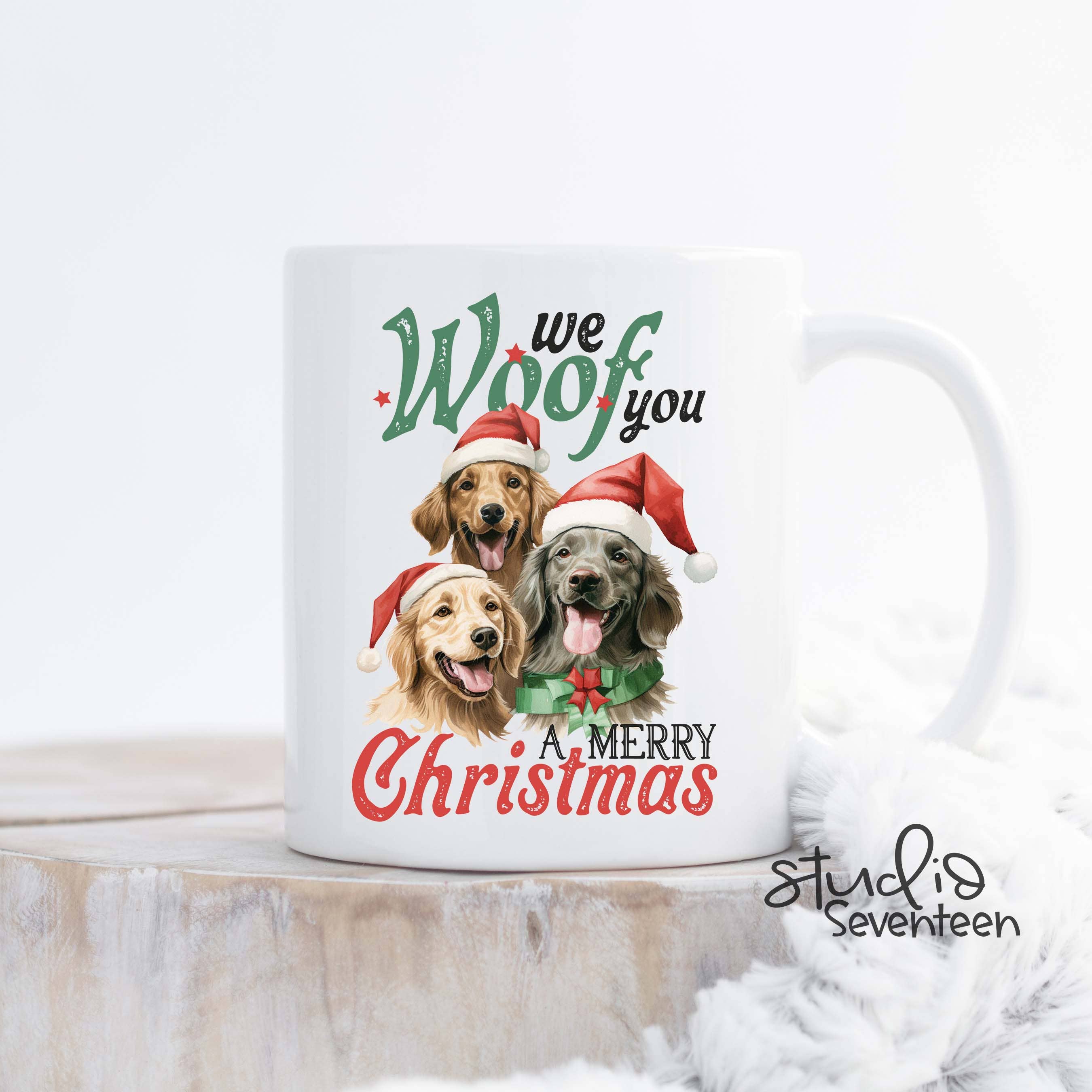 Studio Seventeen - Vintage Golden Retrievers wearing Santa Hats Christmas Mug