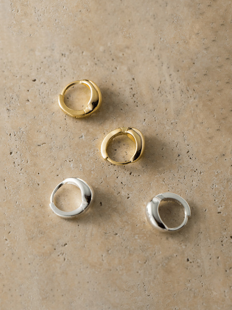 Moon Jewellery - Earrings - 925 Sterling Silver/Gold Plated - HOOPS