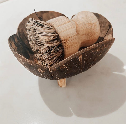 344 - Labeled Dundas - Coco Set (Bamboo Scrub Brush & Coconut Dish) - 1