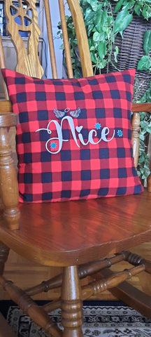 Lynn's Embroidery - Christmas Naughty or Nice Pillow - 1