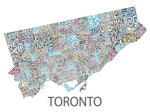 All Over the Map Studios - Map of Toronto (Various Colours) - 1